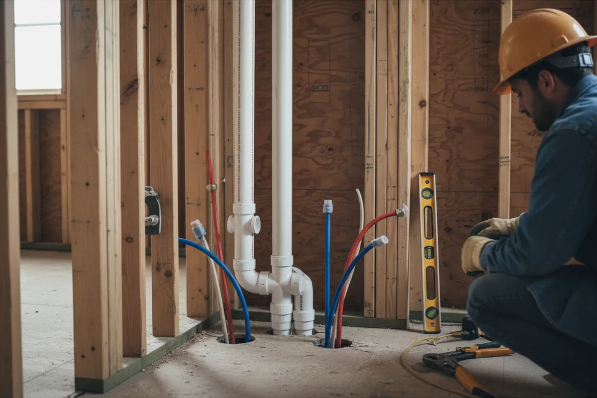 Drain and supply rough-in during Sump Pump Repair in Mc Intosh
